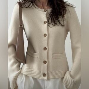 NWOT Jenni Kayne Cooper Cardigan Wool Cashmere Chunky Knit Ivory M
